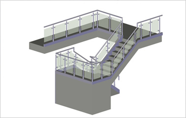 3D solid CAD view of the balustrade design for the steria building in Hemel Hempsted