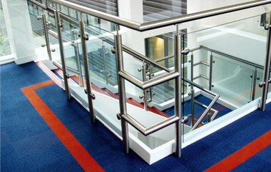 Stainless Steel Balustrades installed on a busy stairwell at the Steria Building in Hemel Hemsted