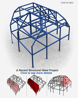 A 3D view of a building structure constructed by HDM